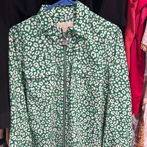 Michael Kors Long Sleeve blouse with zipper.  Green.  Size Large